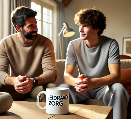 DALL·E 2024-12-15 18.44.39 - A warm and supportive scene in a residential group home, depicting one-on-one guidance between a man in his mid to late 20s with black hair and a ligh